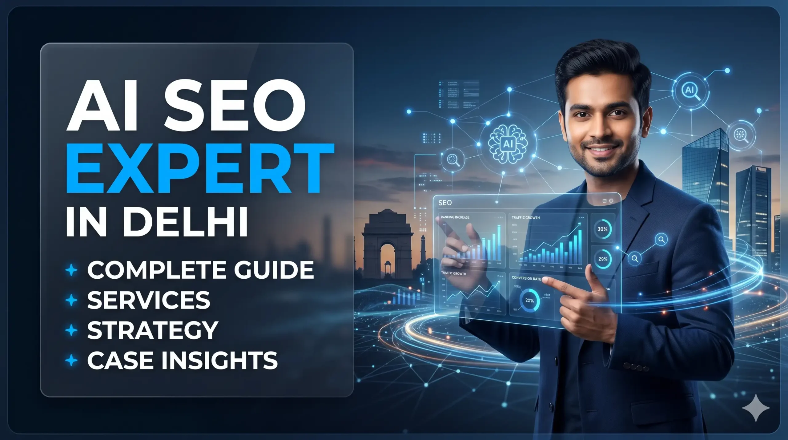 AI SEO expert in Delhi optimizing website rankings using AI-driven SEO strategy